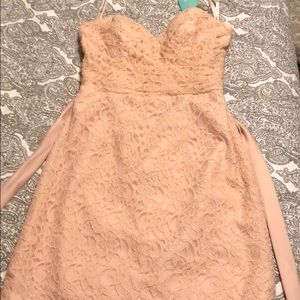 Blush lace dress.  Mori Lee by Madeleine Gardner